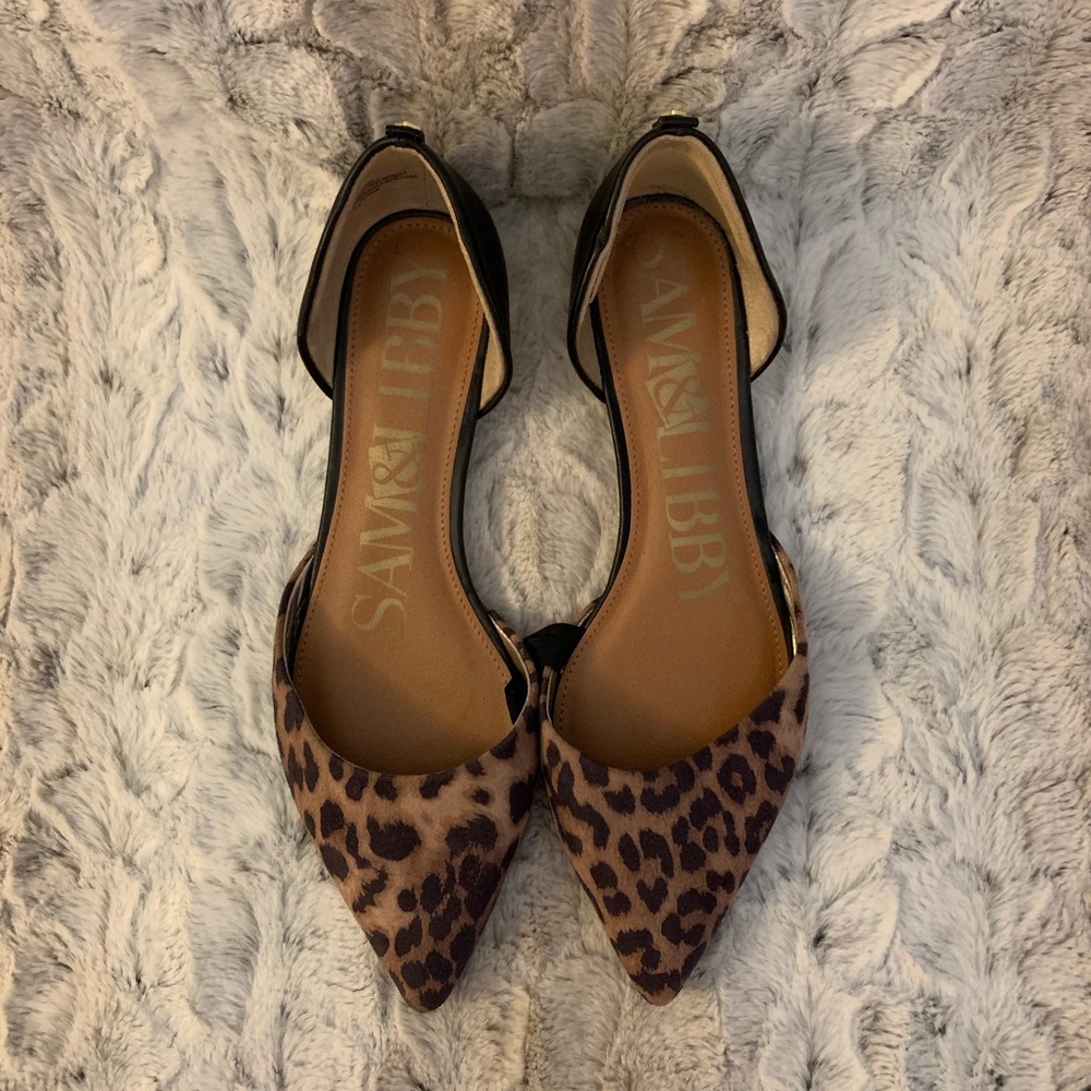 Leopard Print Pointed Toe Flats - Brown & Black